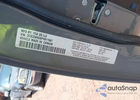 2023 Dodge Charger Gt из США, поврежденный, VIN 2C3CDXHG6PH611947